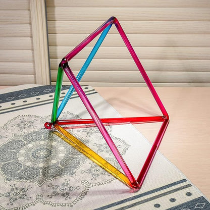 TOPFUND 10" Rainbow Crystal Singing Pyramid Sound Therapy Instrument with Carrying Case and Quartz Suede Mallet