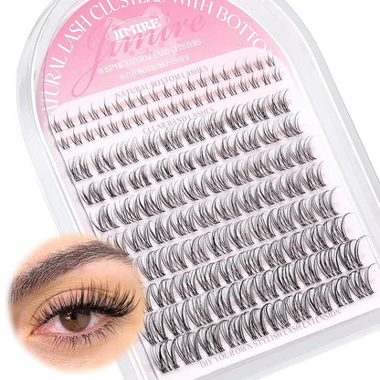 Venus Lash Clusters Kit with Bottom Lashes Natural Look Wispy 10-16MM Lash Extension Kit with Lash Bond and Seal, Remover, Tweezers D Curl Cluster Eyelash Extensions Kit Individual Lashes by JIMIRE