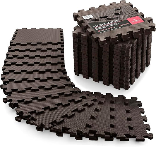 bemaxx Gym Mats Set - 18 pcs EVA Interlocking Foam Floor Tiles (12.6"x12.6"x0.4") 18sqft Protective Gym Flooring Sports Home Workout Exercise Mats Puzzle Garage Fitness Play-Room Garage Pool Treadmill