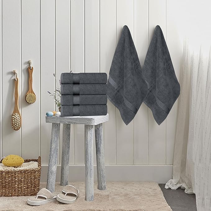 Utopia Towels 6 Pack Small Bath Towel Set, 22 by 44 Inches, 500 GSM 100% Ring Spun Cotton, Lightweight and Highly Absorbent Quick Drying Premium Towels for Hotel, Spa and Bathroom, Grey