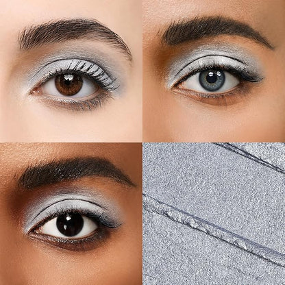 Longwear Cream Eye Shadow Sticks(09 Silver Shimmer),Smudge-Proof, Waterproof Eyeshadow,Silky Formula Glitter With Makeup Brush,Silver Eye Stick