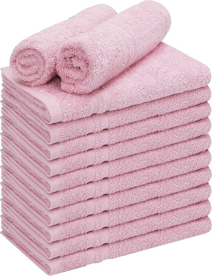 Utopia Towels Cotton Bleach Proof Salon Towel 16 by 27 inches, Bleach Safe Gym 100% Cotton Hand Towel, 12 Pack, Pink
