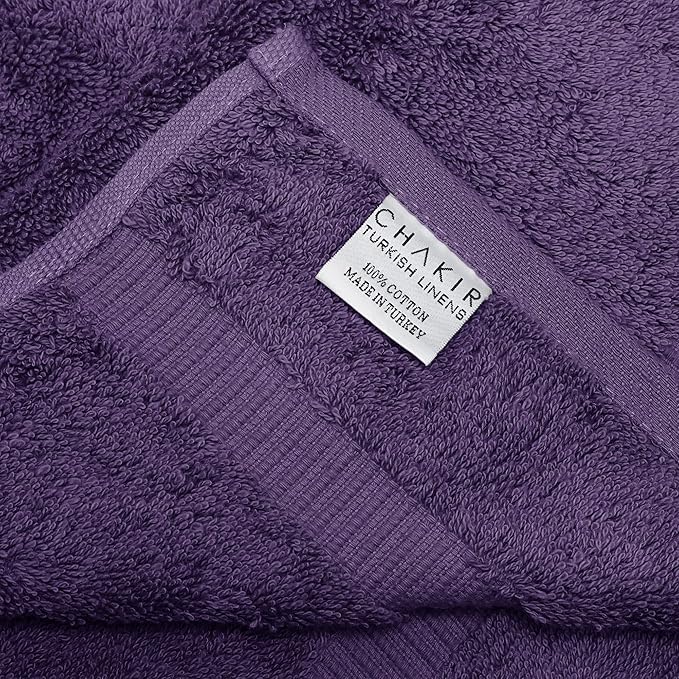 Chakir Turkish Linens 100% Cotton Premium Turkish Towels for Bathroom | 16'' x 30'' (4-Piece Hand Towel, Plum)