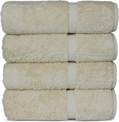 Chakir Turkish Linens 100% Cotton Premium Turkish Towels for Bathroom | 27'' x 54'' (4-Piece Bath Towels - Beige)