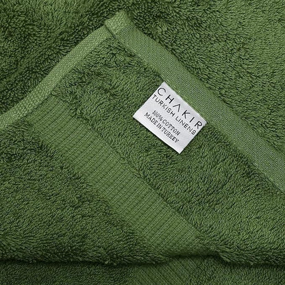 Chakir Turkish Linens 100% Cotton Premium Turkish Towels for Bathroom, 2 Large Bath Towels, 2 Hand Towels, 2 Washcloths (6-Piece Towel Set, Moss)
