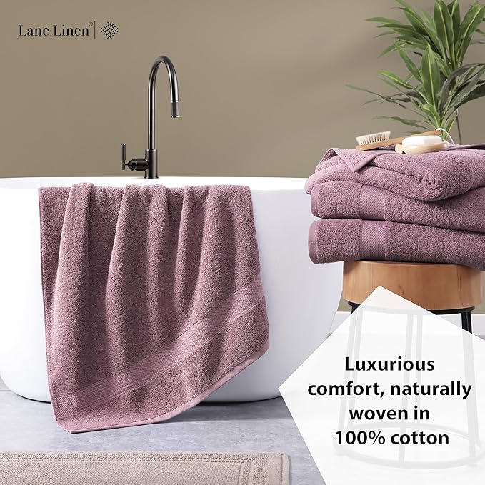 LANE LINEN 100% Cotton Bath Sheets 2 Pack (35"x66") - Ring Spun Cotton Extra Large Bath Towels Set - Quick Dry, Soft & Absorbent Oversized Towel Set - Holds Well After Multiple Washes - Wishful Mauve