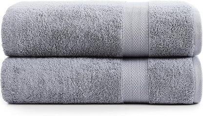 LANE LINEN 100% Cotton Oversized Bath Towels Set of 2 (35"x66") - Ring Spun Cotton Oversized Towels - Quick Dry, Soft & Absorbent Extra Large Bath Towel Set - Dorm Essentials for Girls - Space Grey