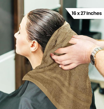 Utopia Towels Cotton Bleach Proof Salon Towel 16 by 27 inches, Bleach Safe Gym 100% Cotton Hand Towel, 24 Pack, Camel