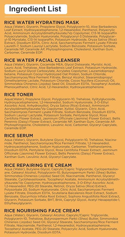 Skin Care Set,6Pcs Women Teen Glass Skincare w/Korean Rice Extract,Hydrate Glow Repair Anti-Aging Facial Routine Kit Gift for Women Mom Wife Teenage Girl Trendy Stuff Christmas Gifts Stocking Stuffers