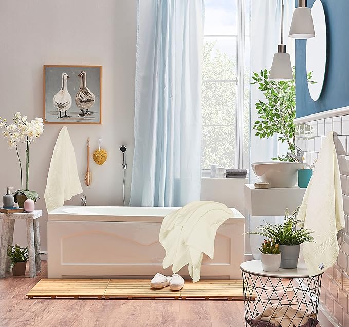 Utopia Towels 8 Piece Premium Towel Set, 2 Bath, 2 Hand, and 4 Wash Cloths, 600 GSM 100% Ring Spun Cotton, Highly Absorbent Towels for Bathroom, Gym, Hotel, and Spa, Ivory