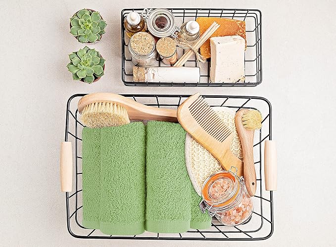 Utopia Towels 24 Pack Cotton Washcloths Set, 100% Ring Spun Cotton, Premium Quality Flannel Face Cloths, Highly Absorbent and Soft Feel Fingertip Towels, Sage Green