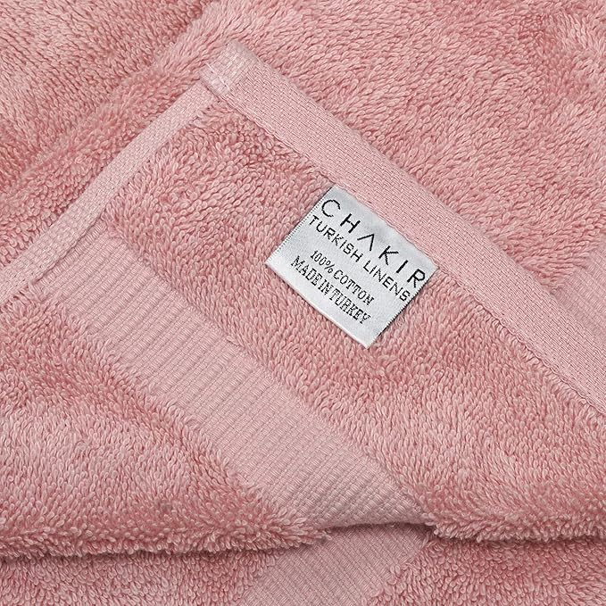 Chakir Turkish Linens 100% Cotton Premium Turkish Towels for Bathroom | 30'' x 60'' Large Bath Towels (4 Piece, Pink)