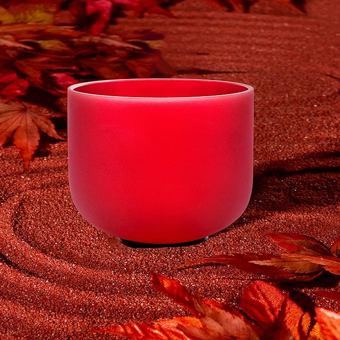 ALIOTH 6“ Red C Note Crystal Singing Bowl Root Chakra with Suede Mallet for Meditation, Yoga, Chakra Healing & Sound Therapy