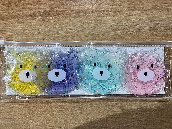 (4 Pcs) Kids Reusable Gel Ice Pack, Boo Boo Ice Pack, Cute Children Gel Ice Pack for Kids Injuries, Kids Cute Lunch ice Pack, Breastfeeding, Wisdom Teeth, Pain Relief, Kids Fever, Headaches