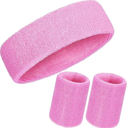 WILLBOND 3 Pcs Sweatbands Set 80s 90s Neon Sports Headband Tennis Striped Sweat Band Sports Competitions Games for Men Women Party Supplies