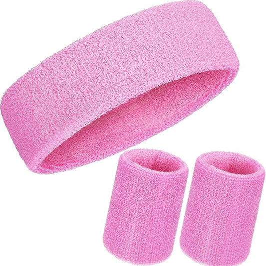 WILLBOND 3 Pcs Sweatbands Set 80s 90s Neon Sports Headband Tennis Striped Sweat Band Sports Competitions Games for Men Women Party Supplies