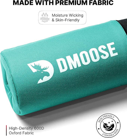 DMoose Fitness Barbell Pad for Hip Thrust, Squat & Lunges - Non-Slip Thick Foam Cushion for Neck and Back Support with Two Straps - Hip Thrust Pad for Leg Day - Fits All Olympic Bars and Smith Machine