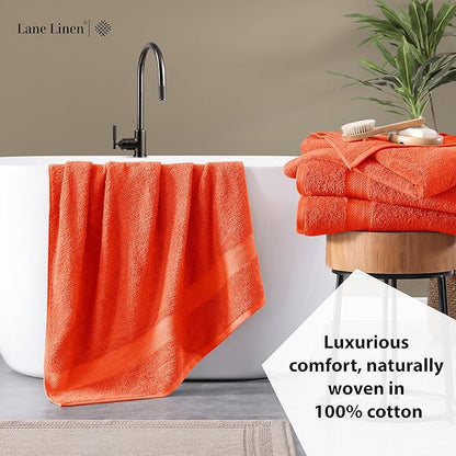 LANE LINEN 100% Cotton 2 Pack Bath Sheets Set (35"x66") - Ring Spun Cotton Extra Large Bath Towels Set - Quick Dry, Soft & Absorbent Oversized Towel Sets - Dorm Essentials for Boys - Tiger Lily
