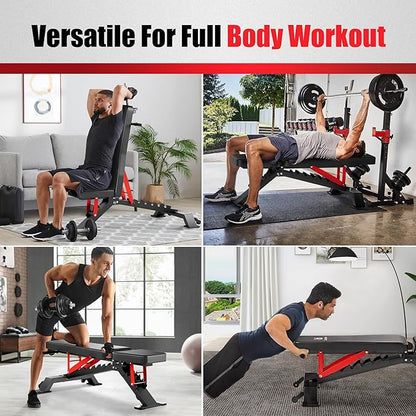 Weight Benches for Home Gym - Adjustable Workout Bench Press 1300lb Capacity Heavy Duty for Exercises Incline Flat Decline Sit-Ups