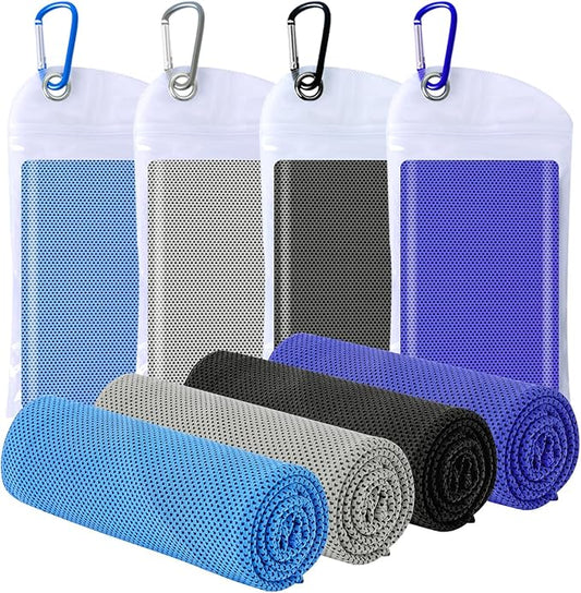 4 Packs Cooling Towels for Neck and Face(40"x 12"), Cool Sweat Towels for Hot Weather, Cooling Rag, Lightweight Soft Breathable Towels for Yoga, Sport, Workout, Running, Gym, Camping, Fitness