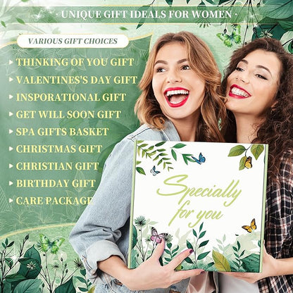 Fortuning's JDS 13PCS Christian Gifts for Women Faith- Inspirational Religious Catholic Gifts Basket, Green Self Care Package Get Well Soon Gifts,Birthday Gifts, for Mom Her Wife Girlfriend Friend