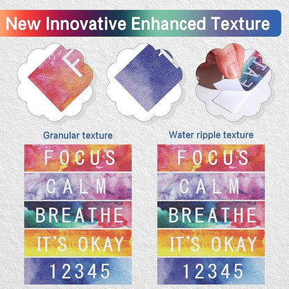 Crtiin 50 Pieces Anxiety Sensory Stickers for Anxiety Relief Items Mental Health Stickers Fidget Textured Strips for Office Classroom Desk Relieve Adult Stress(Classic Style)