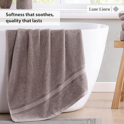 LANE LINEN Luxury Bath Towel Set - 6 Piece Set, 100% Cotton Bathroom Towel, Zero Twist, Shower Towel, Extra Absorbent, Super Soft, 2 Bath, 2 Hand, 2 Wash Cloths - Platinum