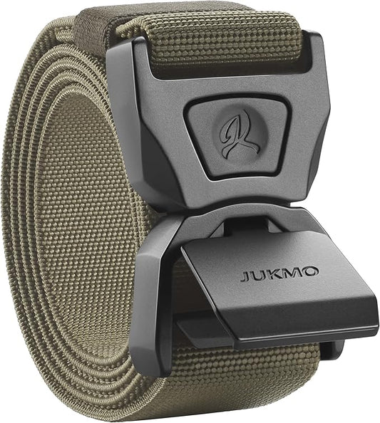 JUKMO Quick Release Tactical Belt, Military Work 1.5" Nylon Web Golf Belt with Heavy Duty Seatbelt Buckle
