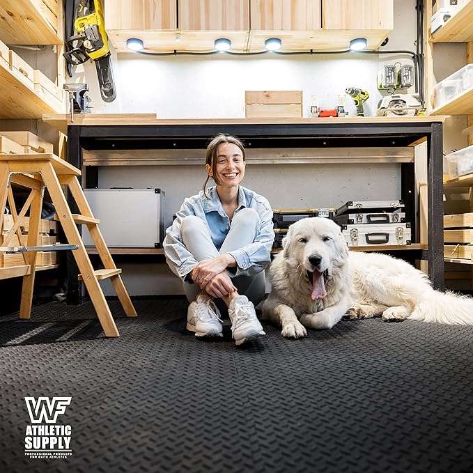 WF Athletic Supply Puzzle Exercise Mat, EVA Foam Interlocking Tiles with Border, 1/2" Thickness Interlocking Soft Foam Puzzle Play Mats for Home Gym, Garage & Kids’ Playroom