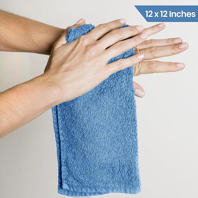 Utopia Towels 24 Pack Cotton Washcloths Set, 100% Ring Spun Cotton, Premium Quality Flannel Face Cloths, Highly Absorbent and Soft Feel Fingertip Towels, Electric Blue