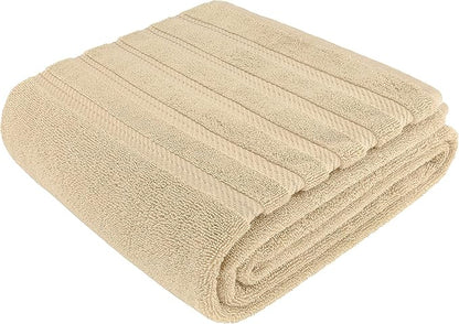 American Soft Linen 35x70 Jumbo Large Bath Towels, 600 GSM 100% Cotton Turkish Bath Sheet, Oversized Luxury Bath Towels for Bathroom Beach and Pool, Beige