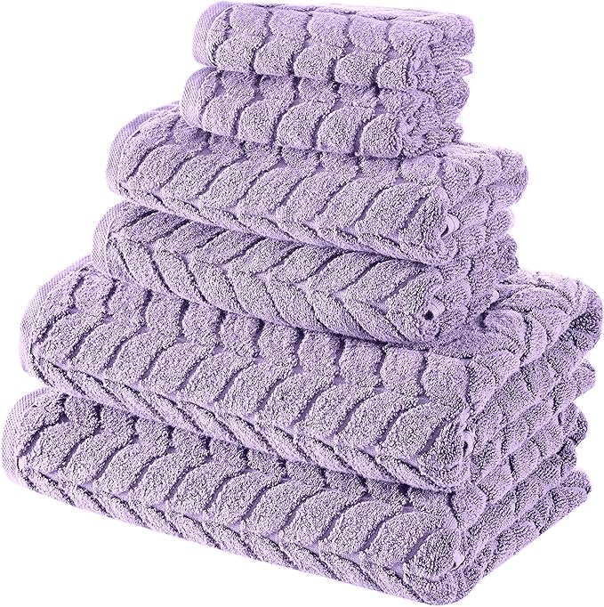 BAGNO MILANO Turkish Bath Towels, Soft Plush Jacquard Luxury Bath Towels, Quick Dry Towel Set (Lavender, Bath Sheet)