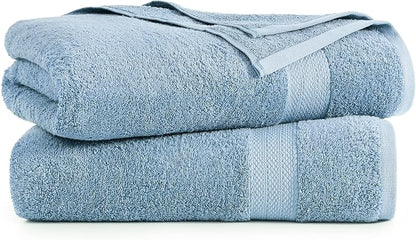 LANE LINEN 100% Cotton 2 Pack Bath Sheets (35"x66") - Ring Spun Cotton Extra Large Bathroom Towels - Quick Dry, Soft & Absorbent Oversized Bath Towels - Machine Wash in Cold Water - Cerulean Blue
