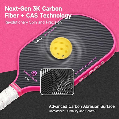 V7 Pro Pickleball Paddle – 3K Raw Carbon Fiber Pickle Ball Paddles with 16mm Polypropylene Core, 3D PulseGrip Handle, – Pickleball Rackets Ideal for All Skill Levels