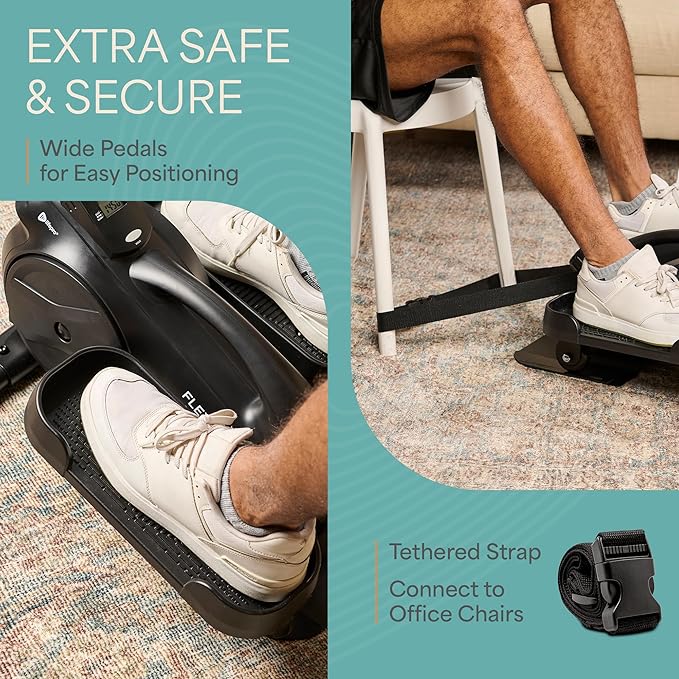 Lifepro Under Desk Elliptical Exercise Machine with or without Red Light, Seated Pedal Exerciser for Seniors & Adults, Quiet Elliptical Machine for Home or Office, Portable Leg Exerciser While Sitting