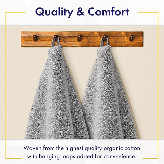 100% Organic Zero-Twist Cotton Towel - Luxury Bath Towel - Ultra Soft & Plush 700GSM Long-Staple Cotton (Pewter Grey)