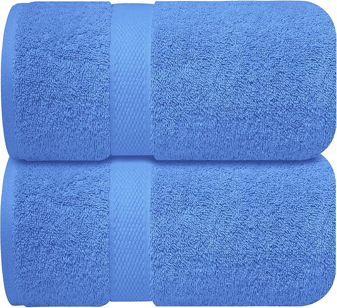 Infinitee Xclusives– Luxury Bath Sheets Towels – 2 Pack 600 GSM (35X70 Inches)– 100% Ring Spun Cotton Large Bath Towels for Bathroom (Eloquent Blue, Bath Sheet Pack of 2)