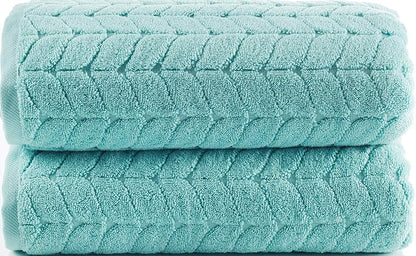 BAGNO MILANO Turkish Bath Towels, Soft Plush Jacquard Luxury Bath Towels, Quick Dry Towel Set (Aqua Green, 2 pcs Bath Towel Set)