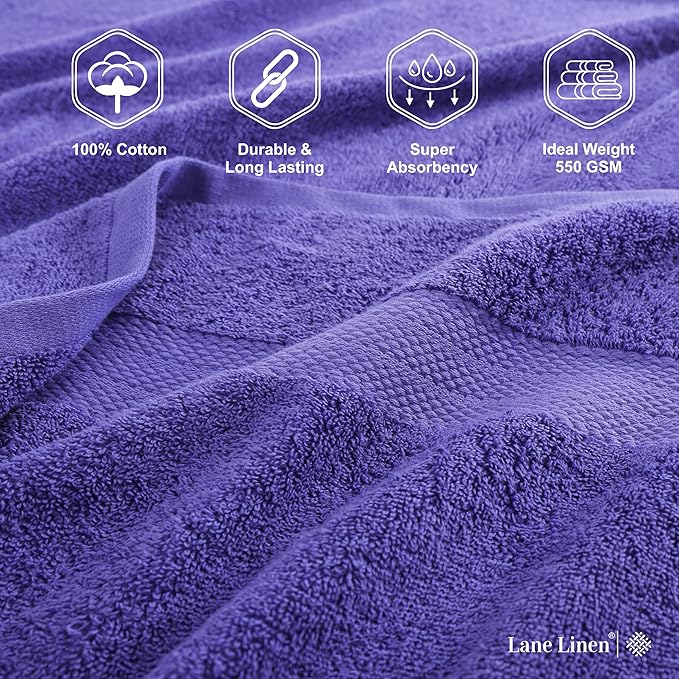 LANE LINEN 100% Cotton 4 Pack Bath Sheets (35"x66") - Ring Spun, Extra Large Cotton Bath Towels Set - Quick Dry, Soft & Absorbent Oversized Towel Set - Remains Soft After Multiple Washes - Blue Irish