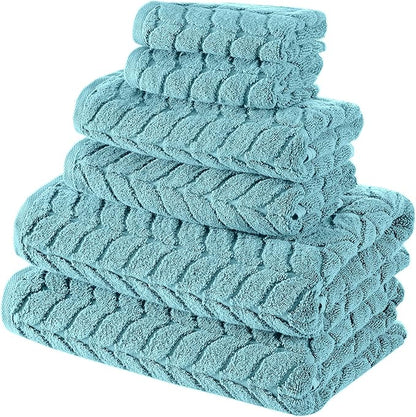 BAGNO MILANO Turkish Bath Towels, Soft Plush Jacquard Luxury Bath Towels, Quick Dry Towel Set (Aqua Green, 2 pcs Bath Towel Set)