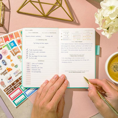 Clever Fox Self-Care Journal Pocket – Daily Reflection Notebook – Mental Health & Personal Development Planner, Meditation & Mood Log (Turquoise)
