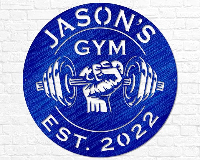 Custom Metal Dumbbell Gym Name Sign, Weightlifting Workout Room Wall Art, Personalized Home Gym Sign, Custom Gym Decor, Workout Garage