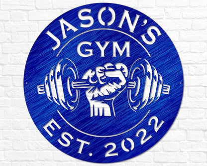 Custom Metal Dumbbell Gym Name Sign, Weightlifting Workout Room Wall Art, Personalized Home Gym Sign, Custom Gym Decor, Workout Garage