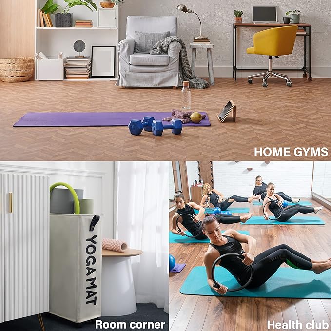 Twira Yoga Mat Storage Racks, Home Gym Storage Rack for Foam Roller, Yoga Strap and Resistance Bands, Workout Equipment Corner Storage Organizer with Wheels