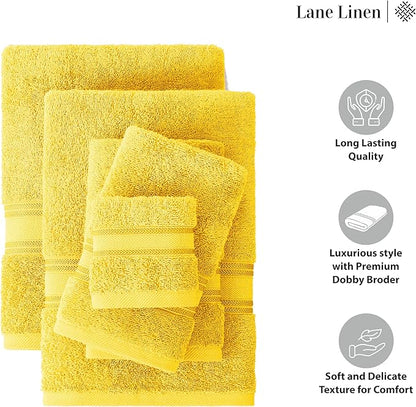 LANE LINEN Luxury Bath Towels Set - 12 Piece Set, 100% Cotton Bathroom Towels, Zero Twist Shower Towels, Extra Absorbent Bath Towel, Super Soft, 4 Bath Towels, 4 Hand Towels, 4 Wash Cloths - Mimosa