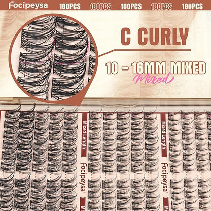 Focipeysa Lashes Wispy Cluster Lashes Natural Lash Clusters 10-16mm Eyelash Clusters Salon Effect Pestañas Postizas Naturales Fairy DIY Individual Eye Lashes Extensions Pack Spiky Lash