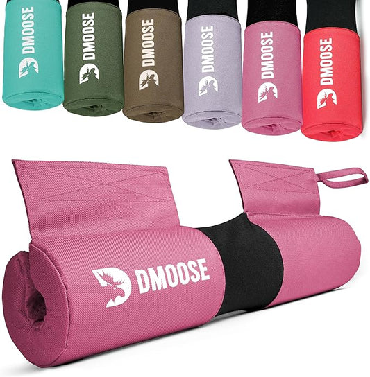 DMoose Fitness Barbell Pad for Hip Thrust, Squat & Lunges - Non-Slip Thick Foam Cushion for Neck and Back Support with Two Straps - Hip Thrust Pad for Leg Day - Fits All Olympic Bars and Smith Machine