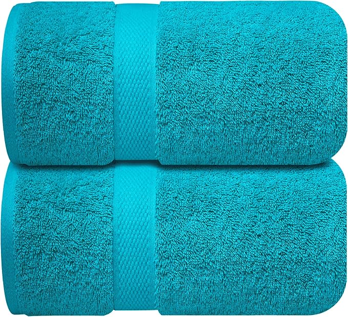 Infinitee Xclusives– Luxury Bath Sheets Towels – 2 Pack 600 GSM (35X70 Inches)– 100% Ring Spun Cotton Large Bath Towels for Bathroom (Serene Teal, Bath Sheet Pack of 2)