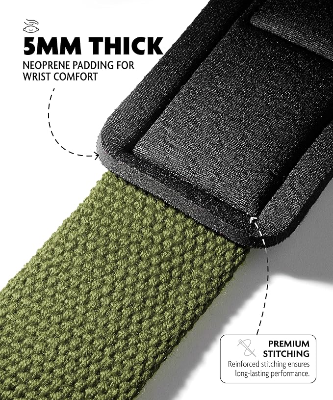 DMoose Fitness Lifting Straps 24" (Pair) - 5mm Padded Durable Wrist Straps for Weightlifting & Powerlifting - Cotton Lifting Strap with Silicone Grip for Men & Women - Deadlift Strap for Gym Workout