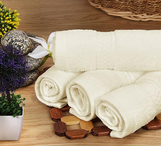 Utopia Towels 8 Piece Premium Towel Set, 2 Bath, 2 Hand, and 4 Wash Cloths, 600 GSM 100% Ring Spun Cotton, Highly Absorbent Towels for Bathroom, Gym, Hotel, and Spa, Ivory